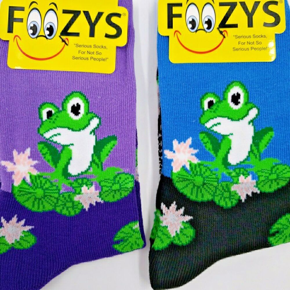 Cute Frog Womens Socks Water Lily Pad Flower Ladies Gift 2 PAIRS Foozys Novelty